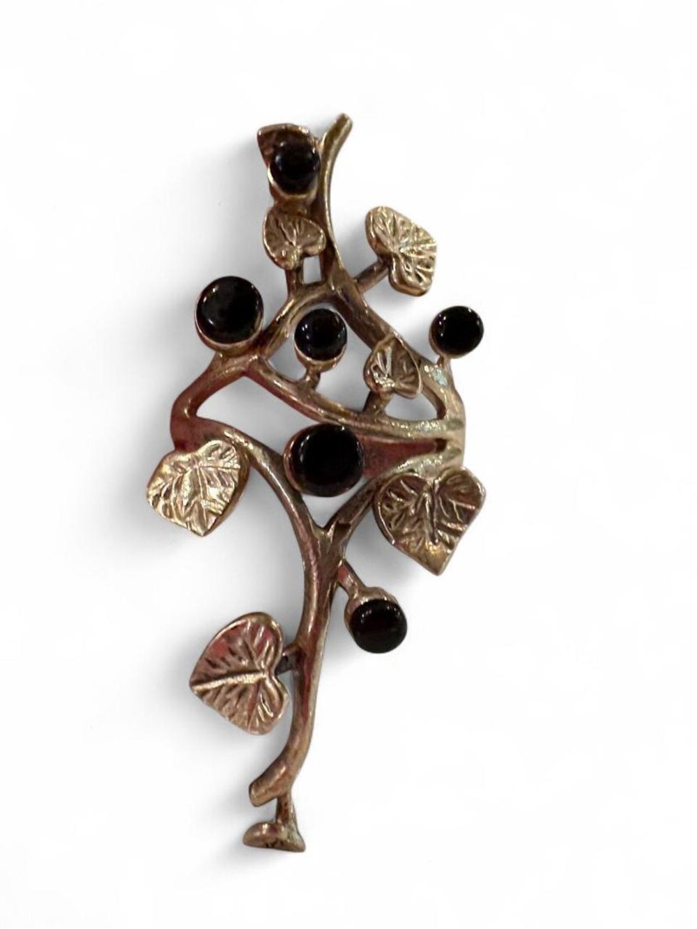 Silver-Tone Fruit-on-the-Vine & Leaf Statement Ring